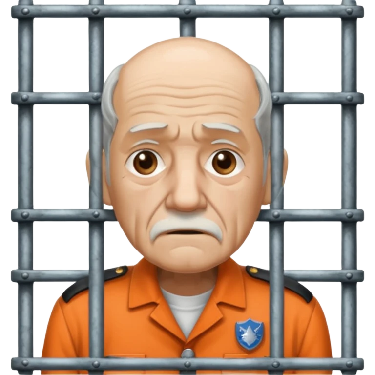 sad old man getting imprisoned by officers emoji