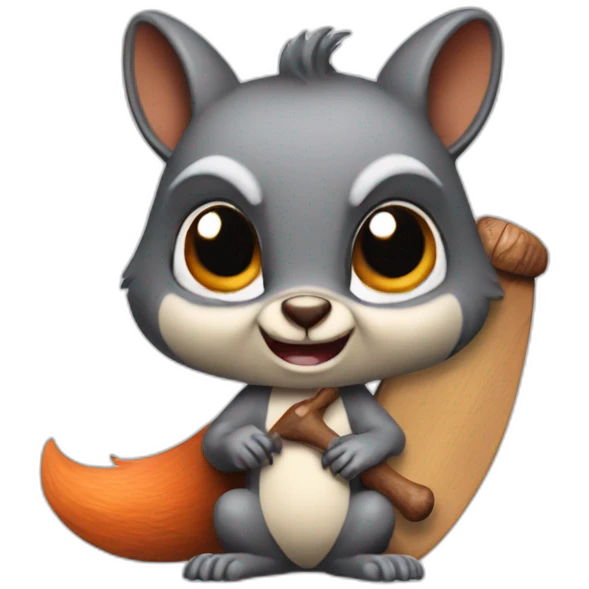 an evil squirrel holds a bat in its paws emoji