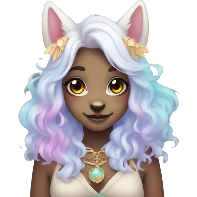 Kawaii bright fantasy ethereal anthro fursona animal emoji