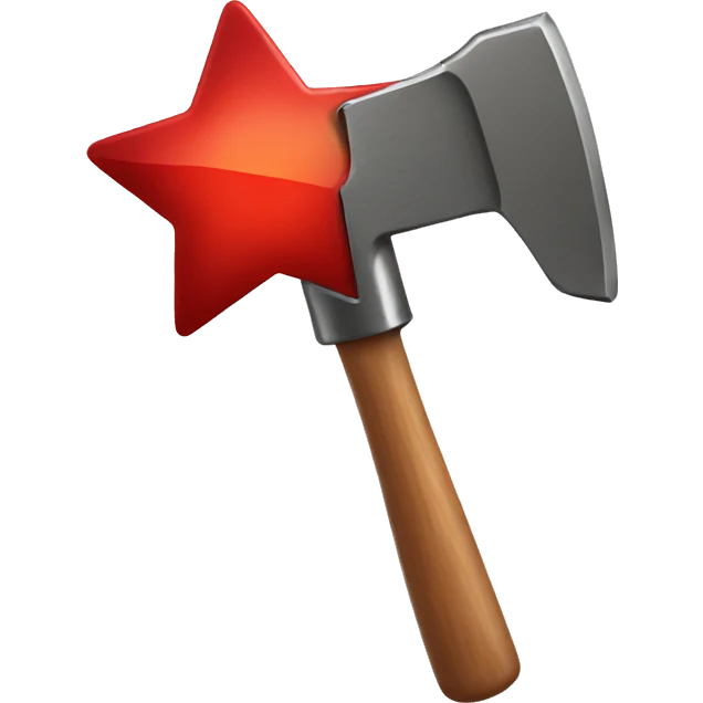star shaped badge with a hammer red coloured emoji