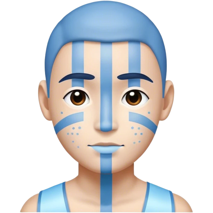 Blue avatar with white stripes & dots on face emoji