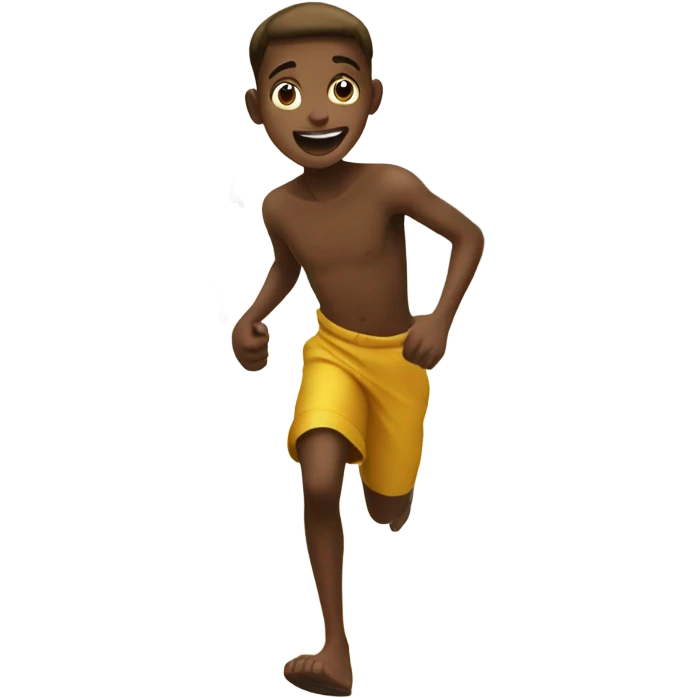 Boy running away with fish in the African market emoji