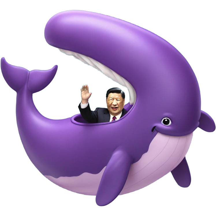 xi jinping riding purple whale with open mouth emoji