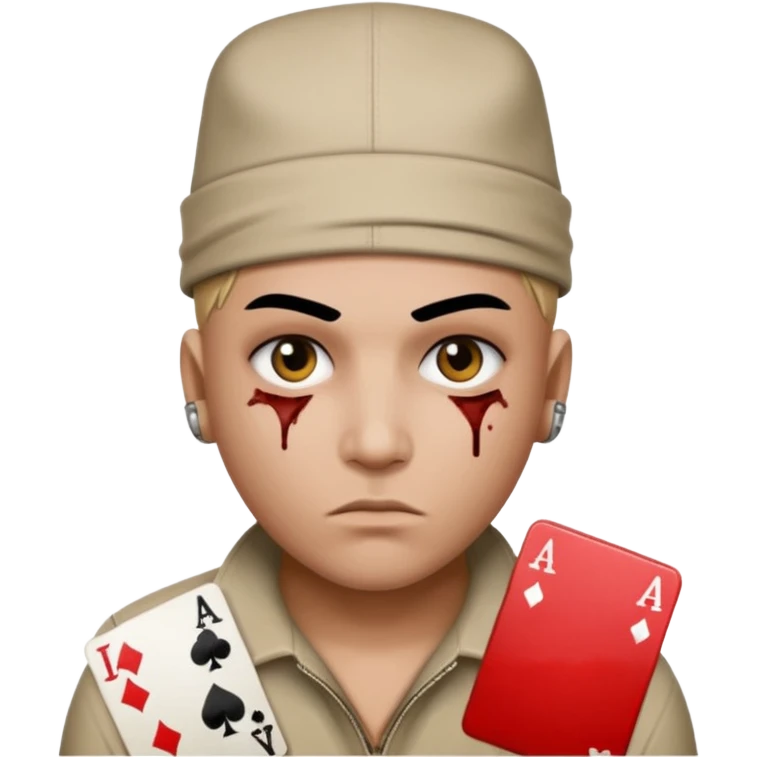 He Shot bullet on his head gangsta poker face emoji