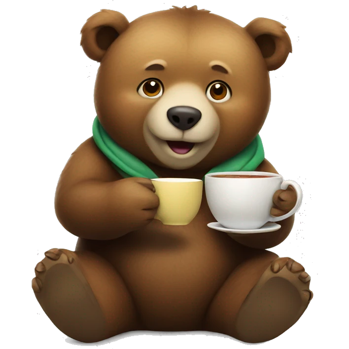 Bear holding tea emoji