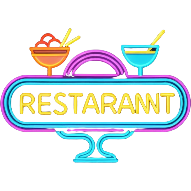 Neon restaurant sign emoji