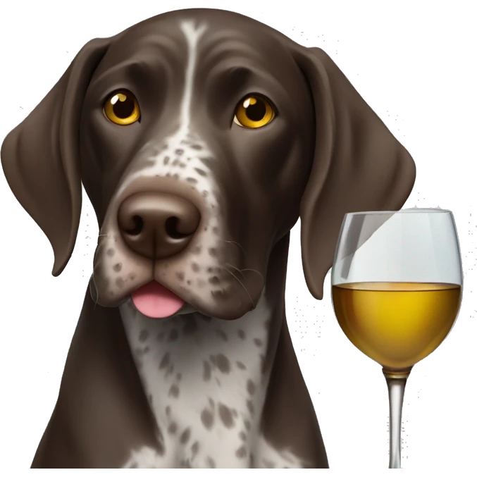 German short haired pointer Dog drinking wine emoji