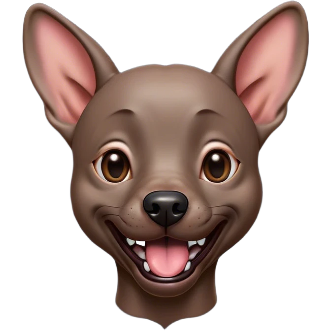 Cinematic Comical Xoloitzcuintle dog Portrait Emoji, Head tilted dramatically with an exaggeratedly amused expression, featuring smooth, hairless ebony skin with pronounced wrinkles and wide, expressive dark eyes filled with playful disbelief, Simplified yet hilariously expressive features, highly detailed, glowing with a slightly sassy glow, high shine, dramatic yet playful, stylized with an air of cheeky mischief, bright and endearing, soft glowing outline, capturing the essence of a spirited and over-the-top companion, so meme-worthy it feels like it could side-eye its way into internet fame instantly! emoji