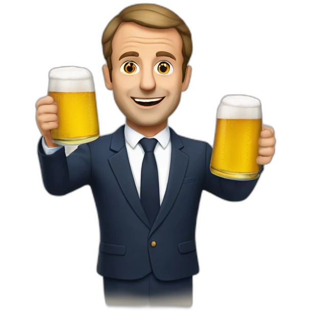 Macron tenant une bière emoji