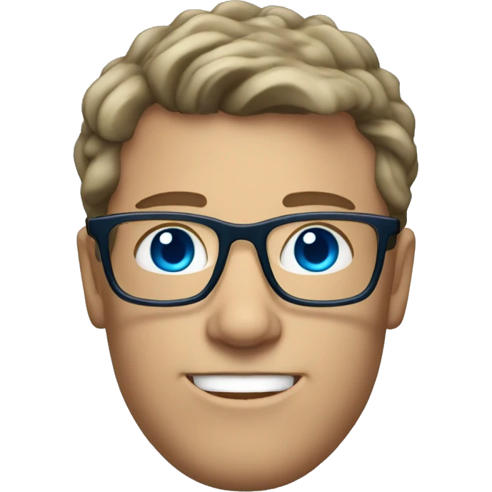 white man with wavy short brunette hair and light blue eyes wearing glasses emoji