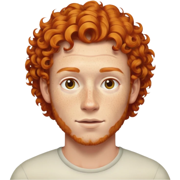Man with ginger curls and freckles emoji