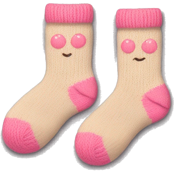 A pair of cute beige and pink knitted socks emoji