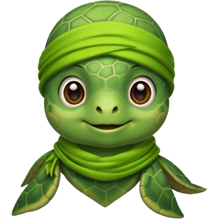 cute sea turtle wearing a lime pirate scarf emoji