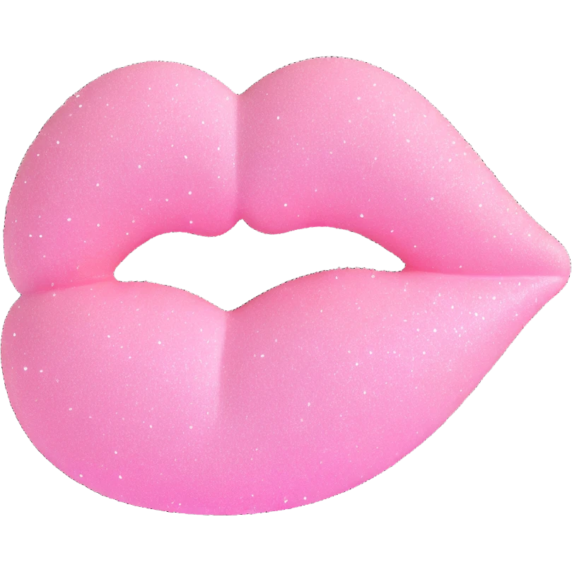 cute pastel pink kiss mark, glittery sparkles, dreamy and soft, 3D style emoji