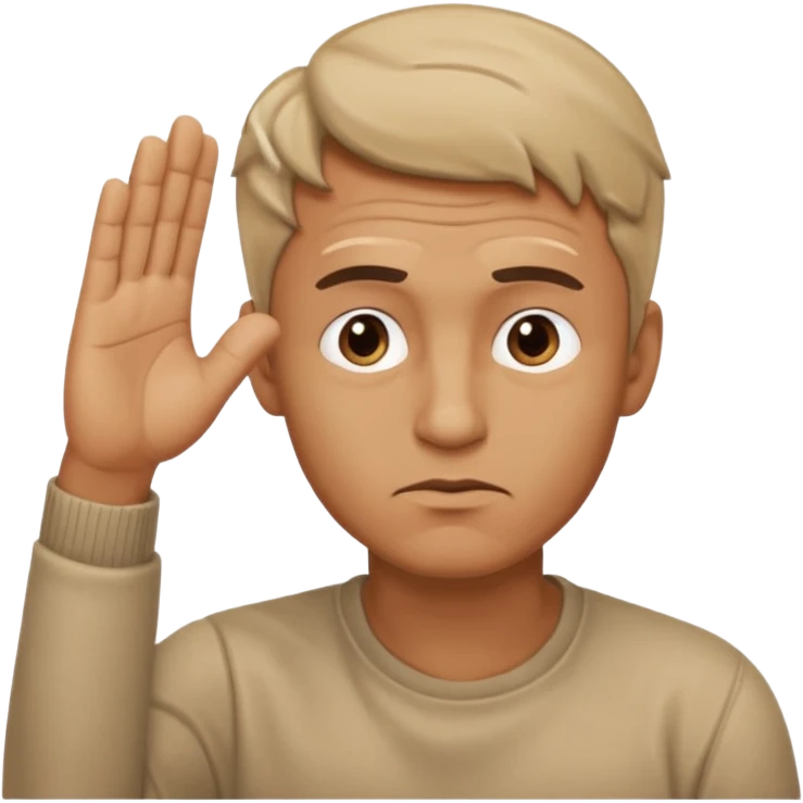 the man is deep in thought, raised one hand, showing something emoji