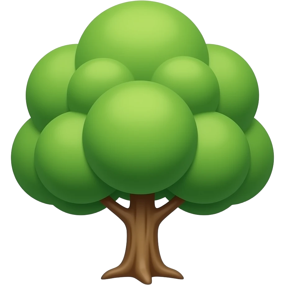tree, round soft green canopy. No pot, no ground — only the tree. Flat 3D vector, clean shapes, no gradients. emoji