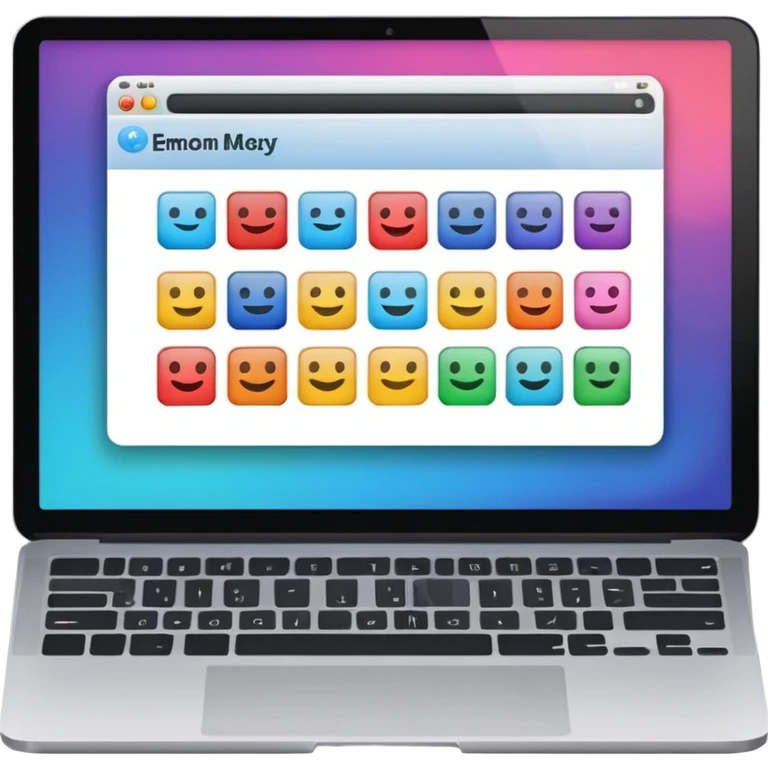 laptop emoji with bright screen displaying personal website layout with alternating creative artwork image blocks and text blocks emoji