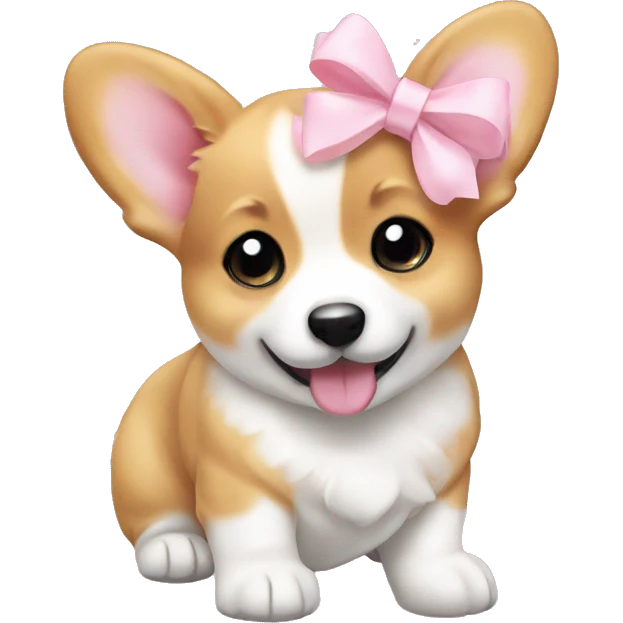Baby corgi with light pink bow emoji
