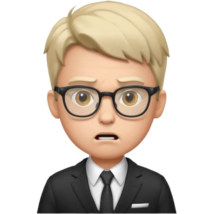 aggressive boy with glasses in suit emoji