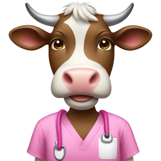 Cow in pink scrubs emoji
