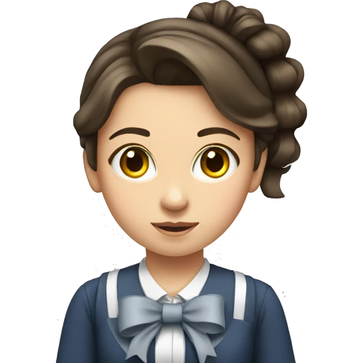 pretty brunette school girl with bow in her hair emoji