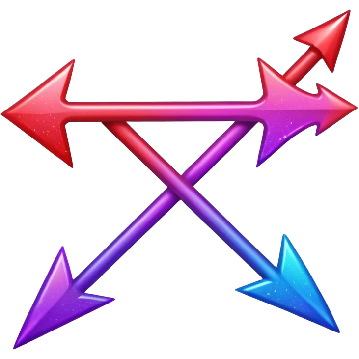 color gradient between red and purple glitter arrow emoji