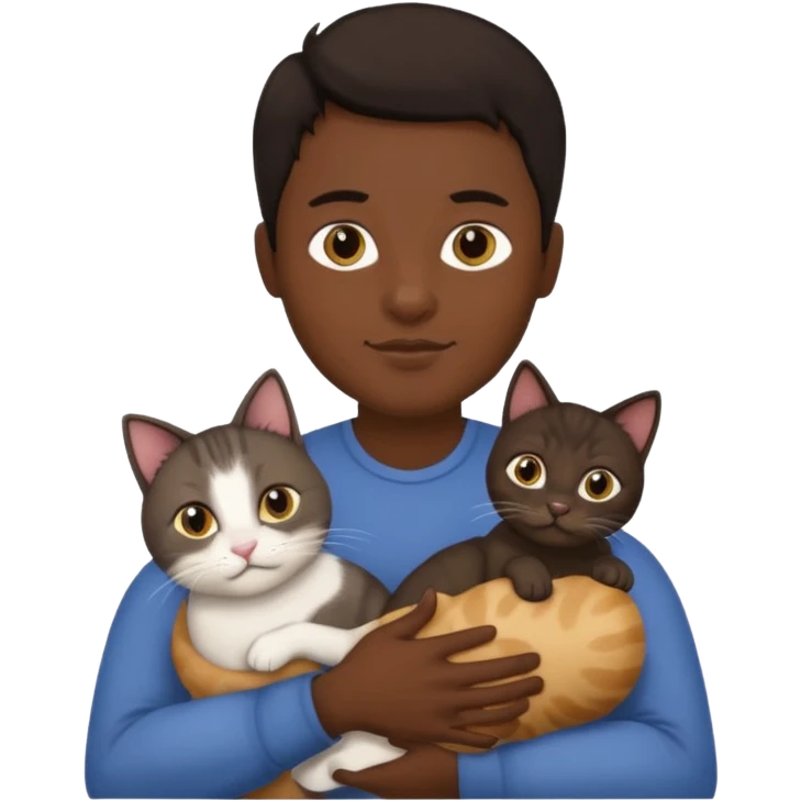 Man with dark hair holding a cat wearing a Tierra emoji