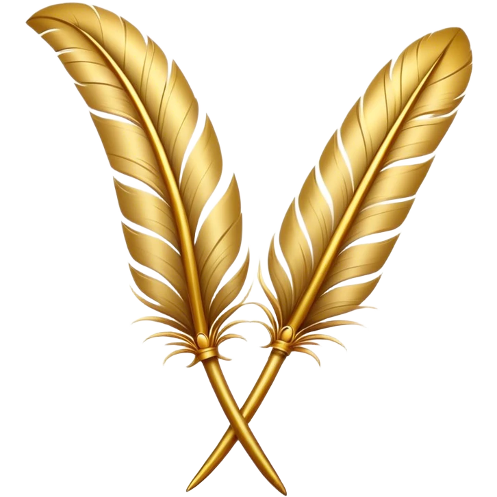 two golden quills crossing eachother in a x emoji