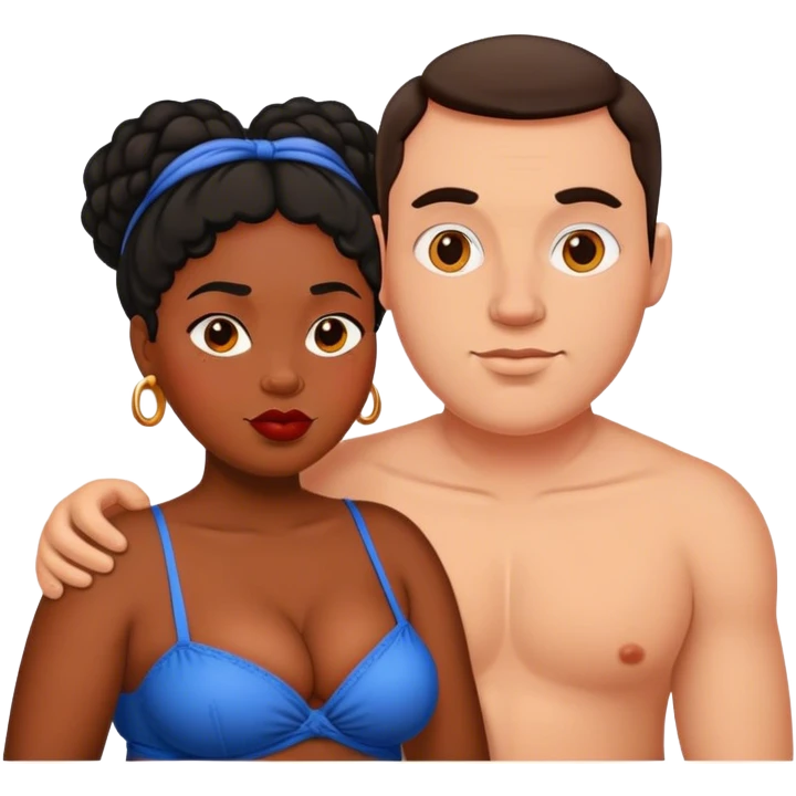 slim man metis and fat black woman in love emoji
