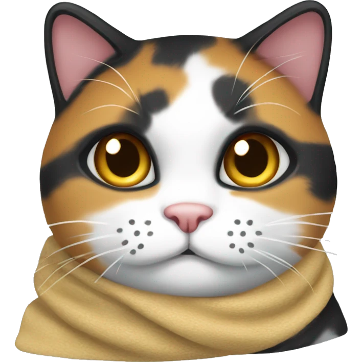 Fat Calico cat wearing a nit scarf emoji