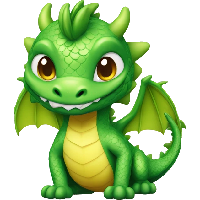 Adorable green dragon with hearts emoji