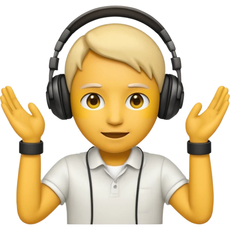 emoji with head phone holding both hands listening  emoji