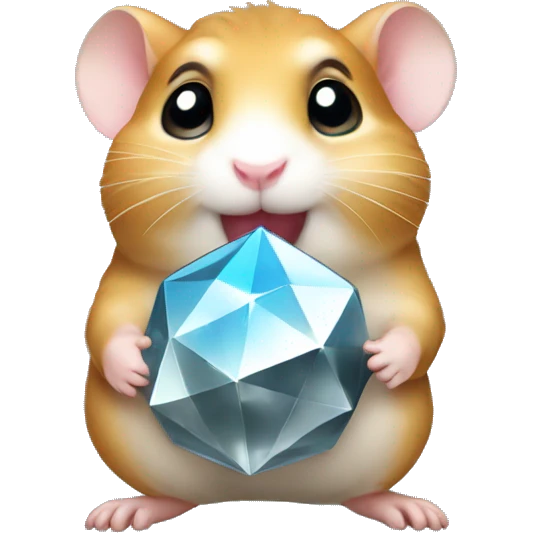 A hamster holding youtube diamond award emoji
