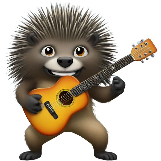 Porcupine playing a guitar emoji