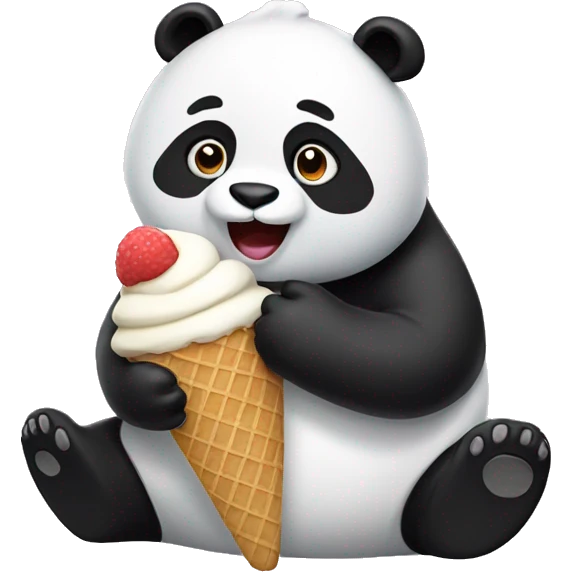 Panda eating ice cream emoji