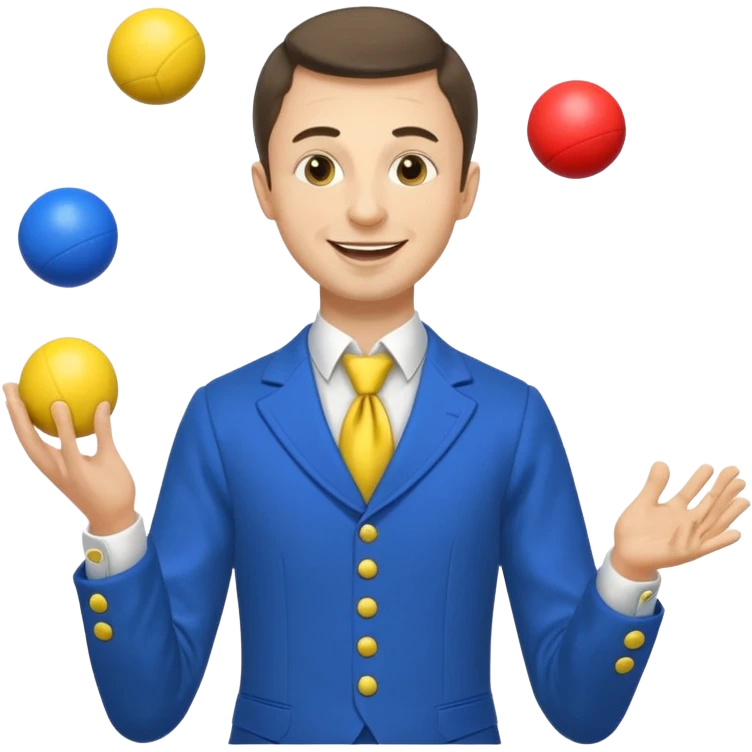 circus juggler zelensky juggling two balls blue and yellow emoji