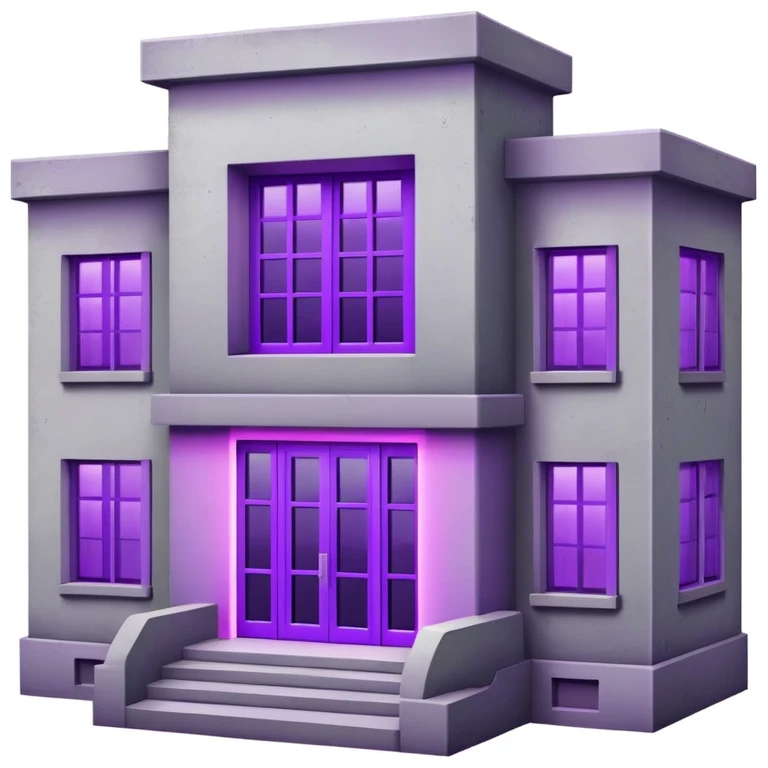 Simple gray building with a single purple window glowing from indoor grow lights emoji