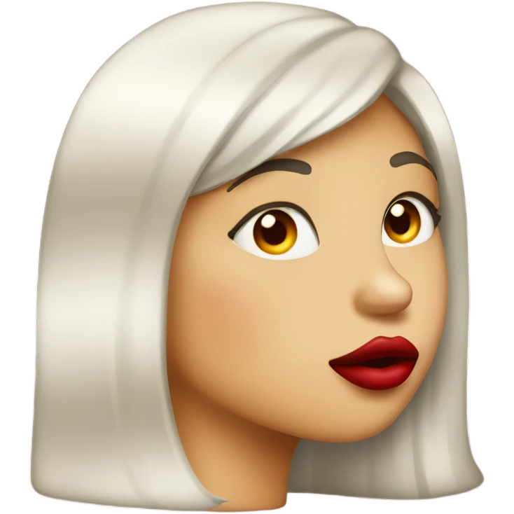 Girl with red lips puckered emoji