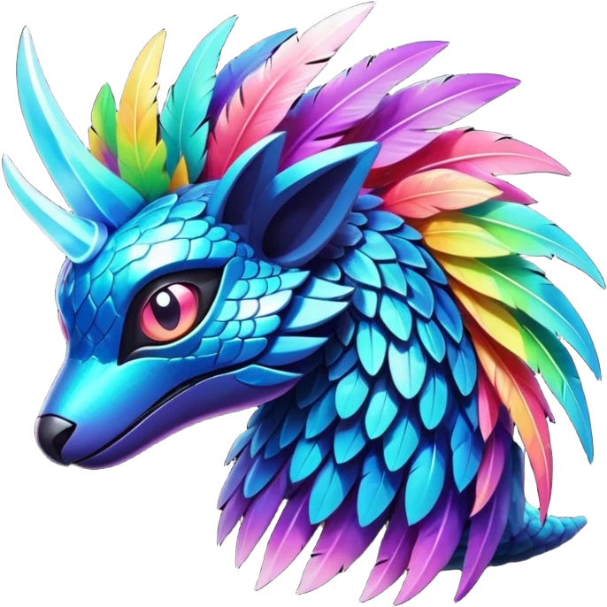  Shiny sparkly transparent bioluminescent luminescent vibrant bright pastel dark exotic tropical iridescent colorful nebula rainbow gradients cyber-Protogen-Fakémon-Pokémon-Vernid-creature emoji