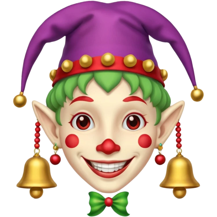 Jester – Smiling trickster with colorful hat and bells emoji