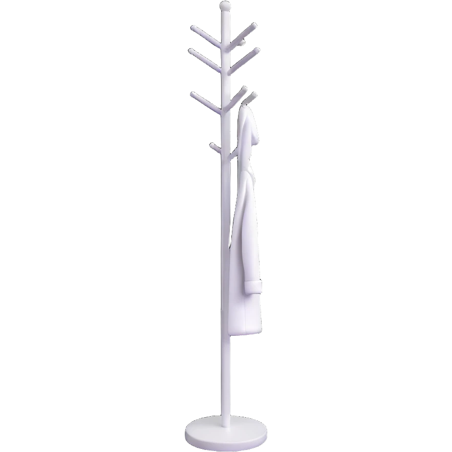 sleek white coat rack with apple-inspired minimalist design emoji