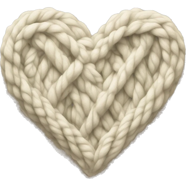Cream Cable knit heart emoji