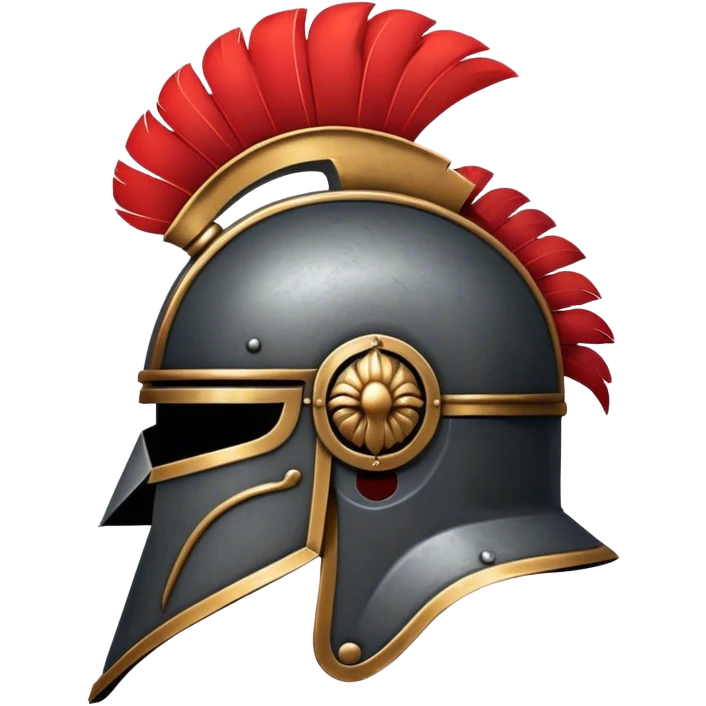 2d iron Roman Helmet facing the left, with red plumage emoji