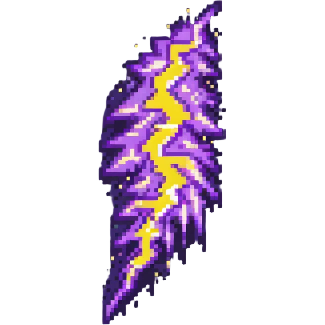 purple lightning striking downward, small sparkles emoji