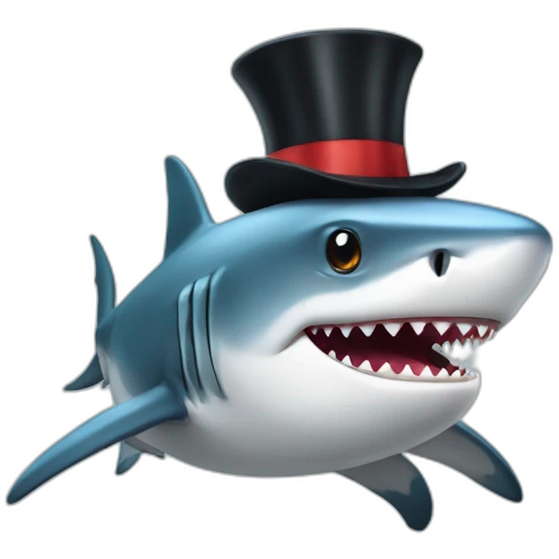 Shark with a top hat emoji