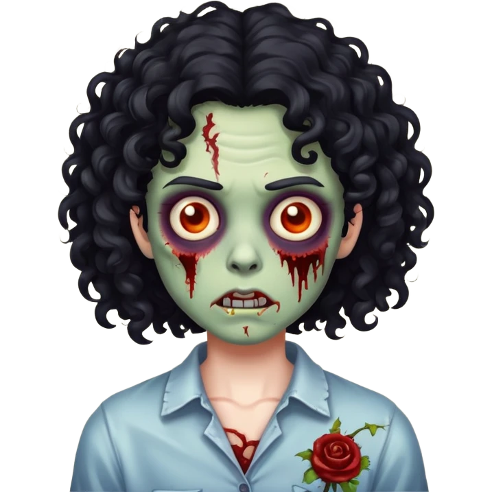 Zombie de cabelos cacheados pretos emoji