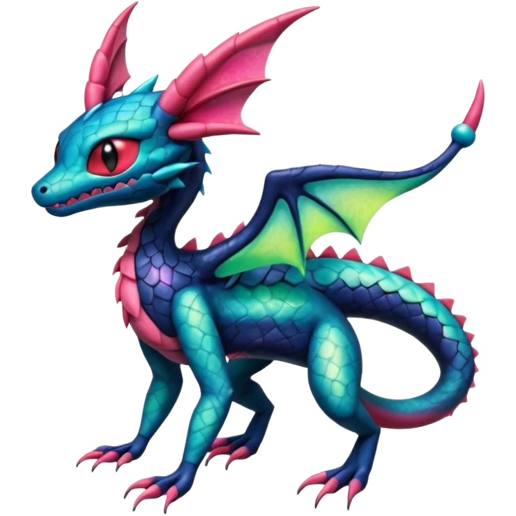 Spooky ghastly oily scaly stitched colorful Salandit-Flygon-Sylveon-Umbreon-fusion-Pokémon-hybrid-creature  emoji