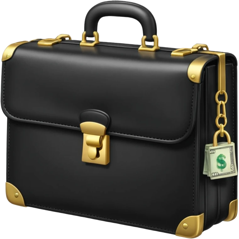 a briefcase with money and a closed lock in front of it emoji