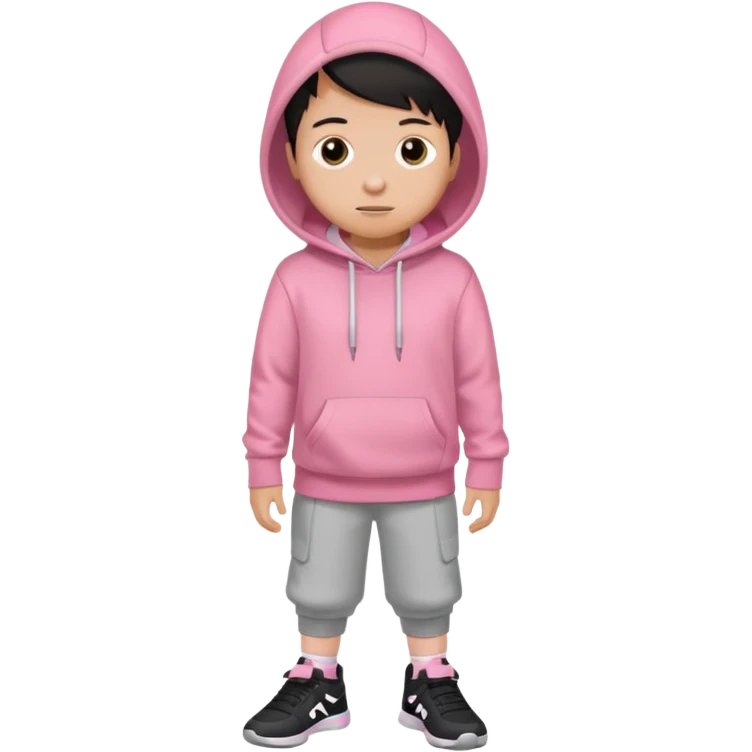 Kid Boy in pink hoodie and sneakers emoji