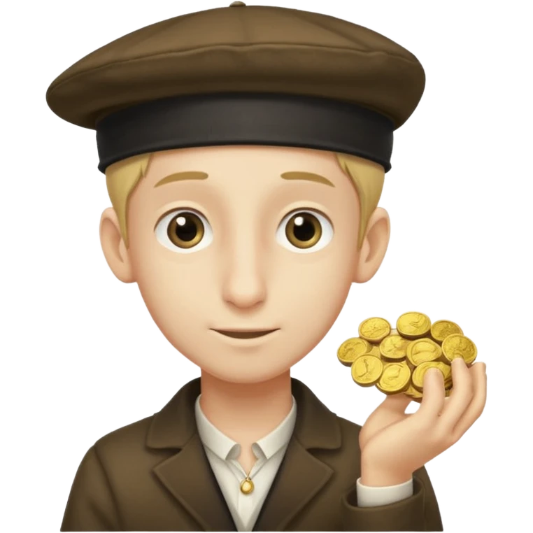 Long nose jewish boy with a jewcap stealing gold emoji